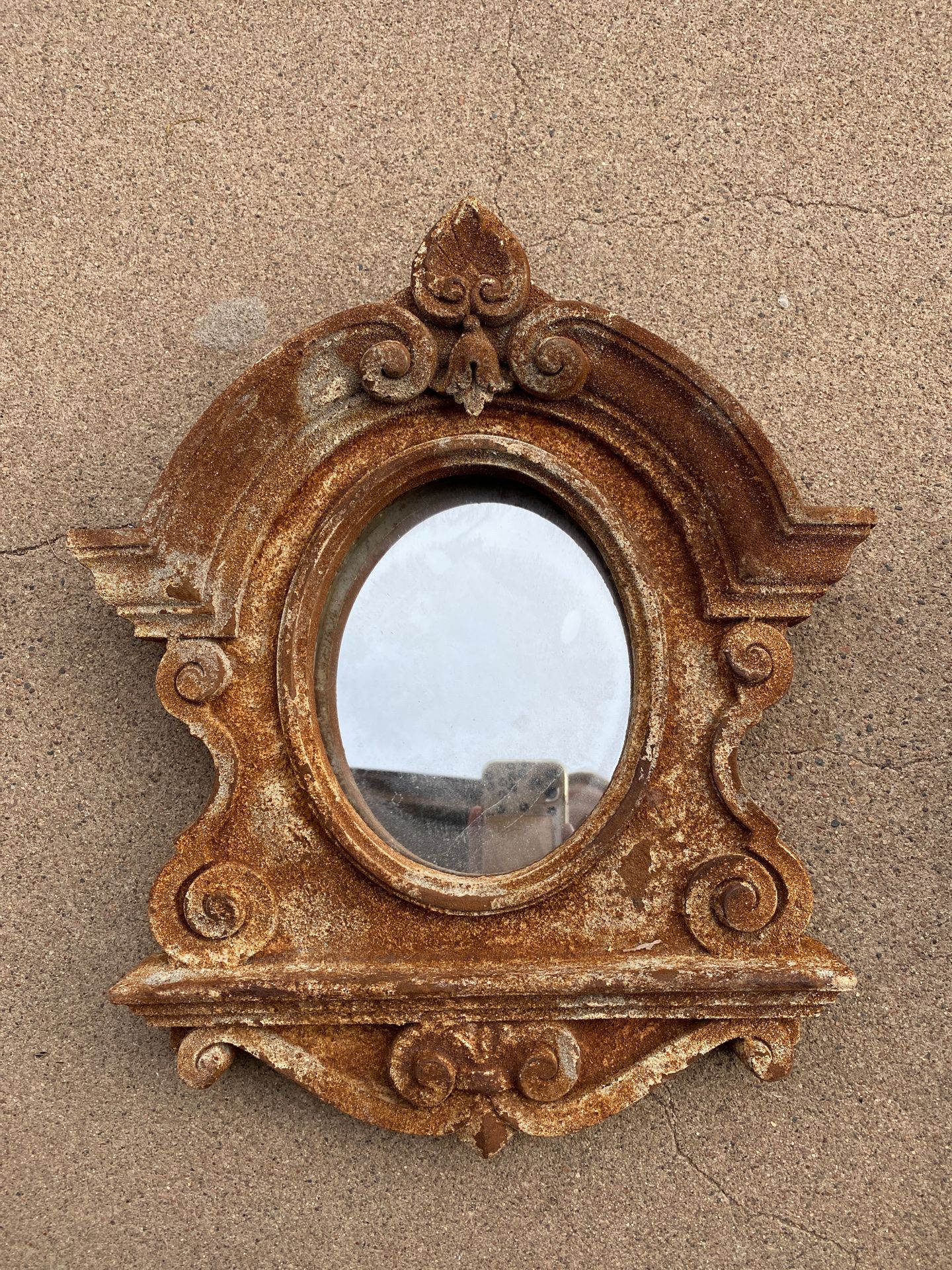 Rusted ornate Mirror for decor - never used