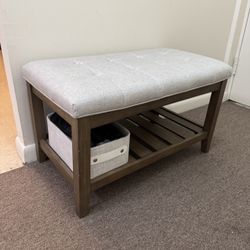 Storage Bench / Ottoman — Grey & Walnut