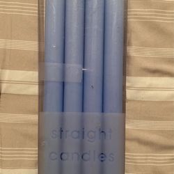 4 - LONG BLUE - CANDLES.  - STRAIGHT CANDLES.  Light Blue. 