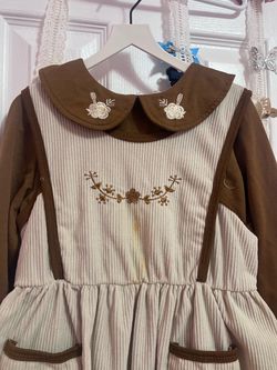 Girls Brown Ribbed Dress with Faux Fur Vest