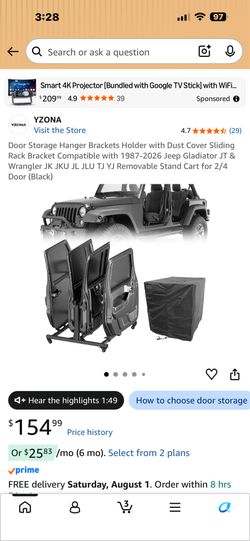 Jeep gladiator door rack
