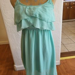 Three Pink Hearts Mint Maxi Dress S