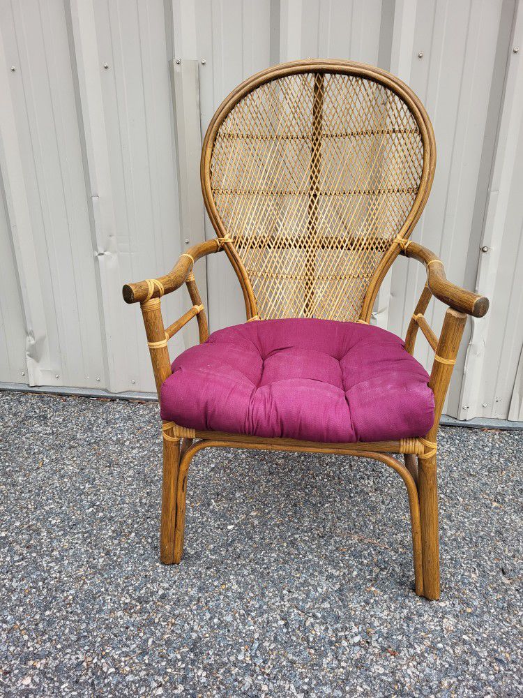 Vintage Rattan Chair with Cushion 