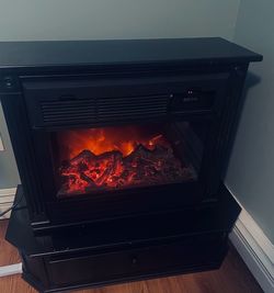 Amish Black Electric Fireplace Heater with Stand