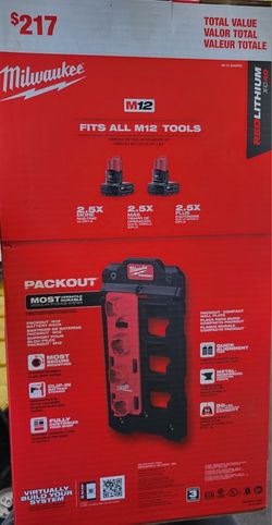 Brand NEW  M12 HIGH OUTPUT BATTERIES  2 PACK WITH PACKOUT ACCESSORY 