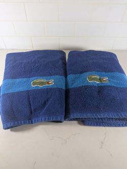 2 His & Hers Lacoste Heritage Sport Stripe Cotton Bath Towel 