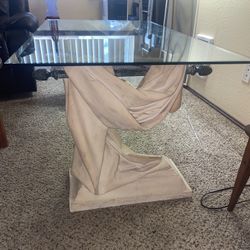 Vintage Glass Table Top With Draped Sculptured Base