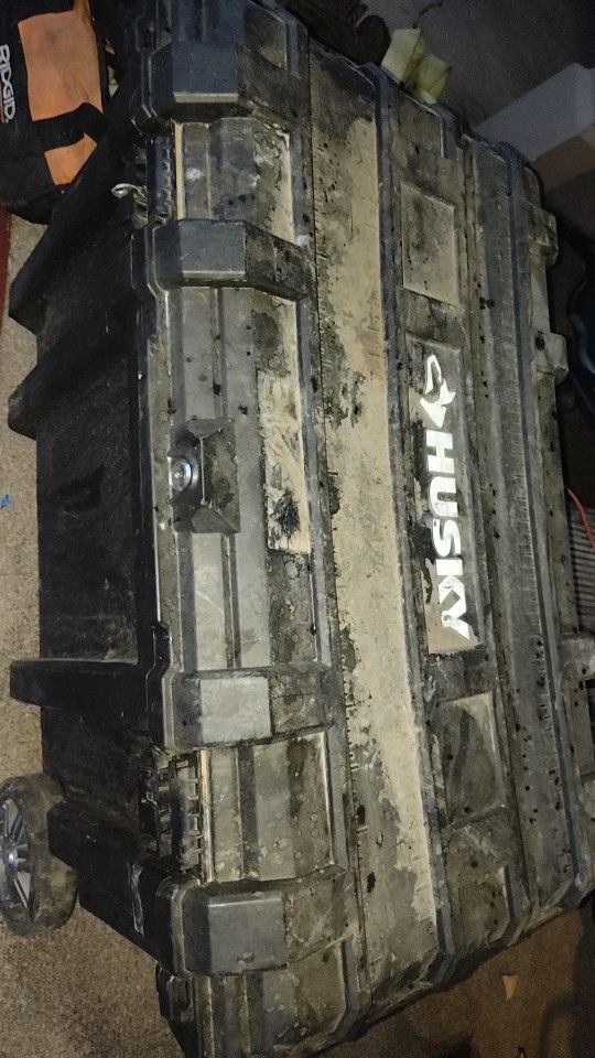 Husky Tote Tool Box Full Of Tools And Yard Tools