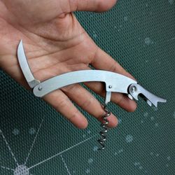 Japanese Sommelier Knife, Corkscrew, Wine Opener Foldable Tool. Stainless Steel 5". Compact Ultralight. Matte Finish Silver.

This Japanese Sommelier 