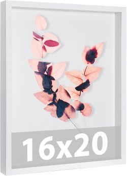 Califortree Large 16x20 Shadow Box Frame with Soft Linen Back - Memory Display Case, Shatterproof Plexiglass, 12 Push Pins Included, White