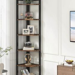 C0862 6-Tier Corner Shelf, Small Corner Bookshelf Storage Rack