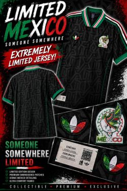$50 2026 LIMITED MEXICO SOMEWHERE SOMEWHAT Jersey Adi das black Mexico Barcelona America Spain Madrid