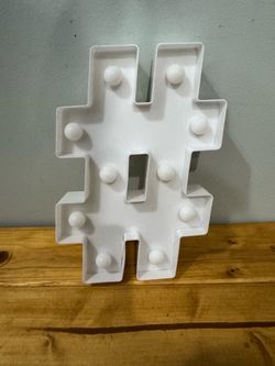 White Marquee Hashtag LED Light