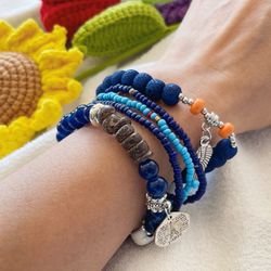 Cute beaded charm bracelet | Boho Jewelry | Inspired Bracelet | Bohemian Bracelet |summer beaded bracelet |vintage jewelry |stretch bead bracelet