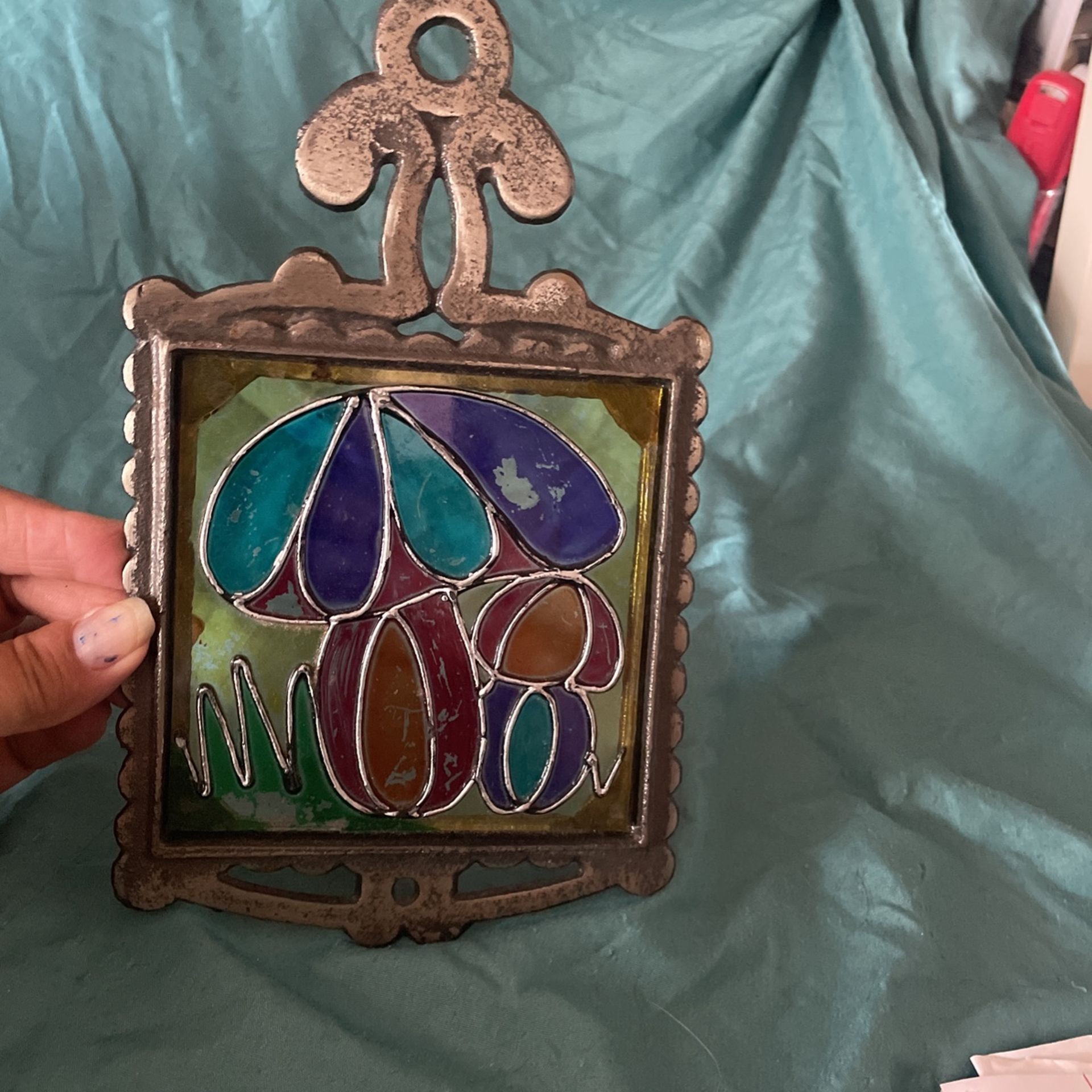 Vintage Stained Glass Spoon Holder