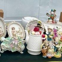 Antiques Vintage Tea Pots Plates Porcelain For Sale
