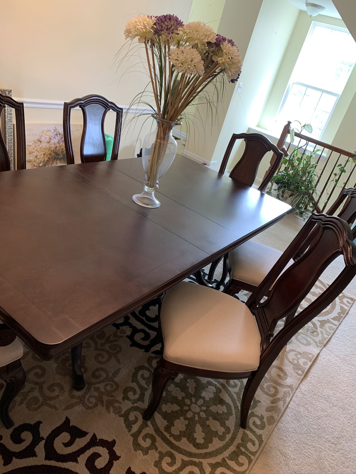 Cherry wood formal dining table & chairs