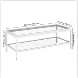 Modern Glass Coffee Table – White Frame