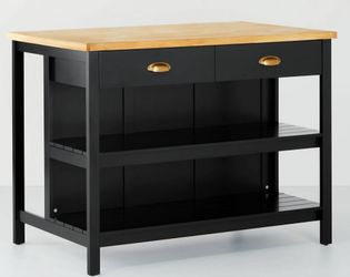 The Hearth & Hand with Magnolia Wood Kitchen Island Table with Storage in Black & Natural