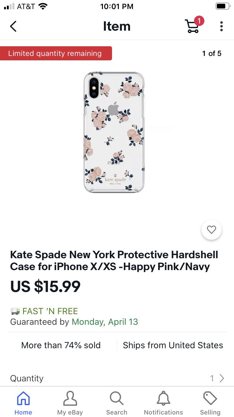 Kate Spade New York Protective Hardshell Case for iPhone X/XS -Happy Pink/Navy 🖤