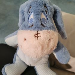 DISNEY BABY PLUSH EEYORE 9" WITH CRINKLE EARS AND RATTLE INSIDE BODY SEE DESCRIPTION 