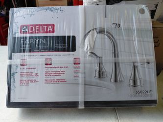 Delta Taryn widespread bathroom sink faucet with drain in chrome