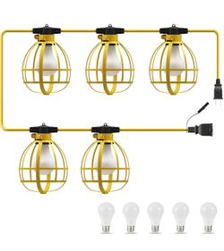 LEDIARY 50FT Construction String Lights, 5 Bulbs 50W 5250LM Work Lights