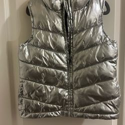Girls Metallic Silver Vest 