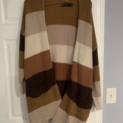 New York & Company Women’s XL Brown Color Block Cardigan Duster