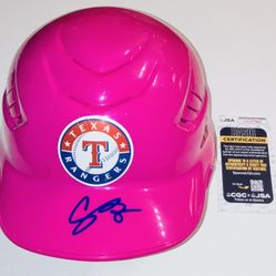 COREY SEAGER SIGNED AUTOGRAPH TEXAS RANGERS F/S PINK BATTING HELMET JSA COA RARE