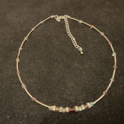 Lia Sophia SilverTone And Crystal Necklace…18”