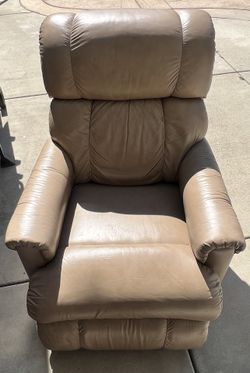 Reclining Chair Beige Leather