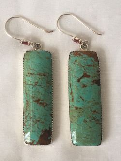 Chaco Canyon Ceremonial Turquoise R.B. Sterling Silver GARNET GEMSTONE EARRINGS ~ made in USA ~
