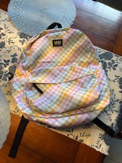 Pastel Rainbow Checkered Vans Backpack - Used