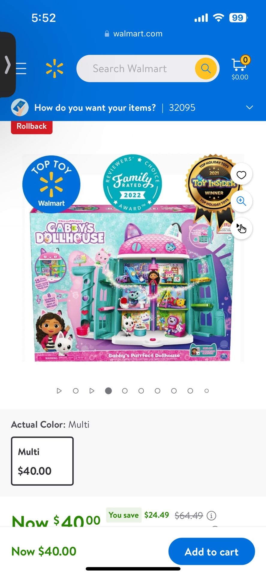 Gabby's Dollhouse, Purrfect Dollhouse 2-Foot Tall Playset with Sounds, 15 Pieces