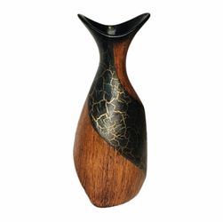 Abstract Wooden Crackle Vase