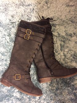 Tall lace up zip up boots