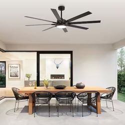 65-in Color-Changing Integrated LED Matte Black with Matte Blades Ceiling Fan With Light