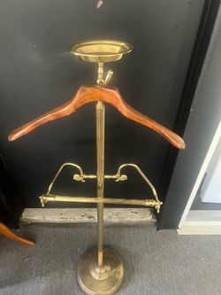 Antique valet coat, change holder brass