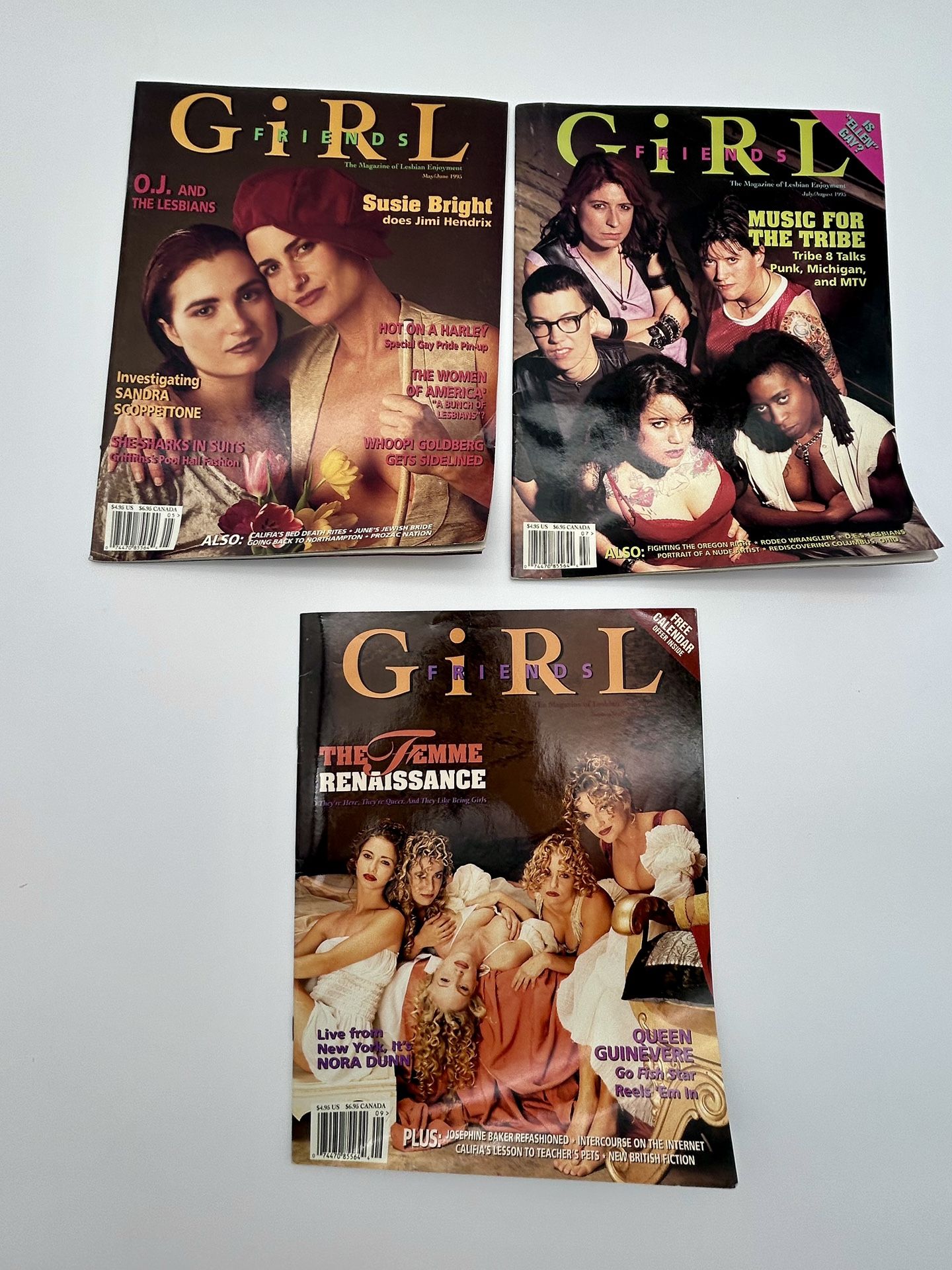 Lot of 3 Girlfriends Magazines 1995 Issues