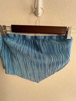 Blue Pleated Tube Top