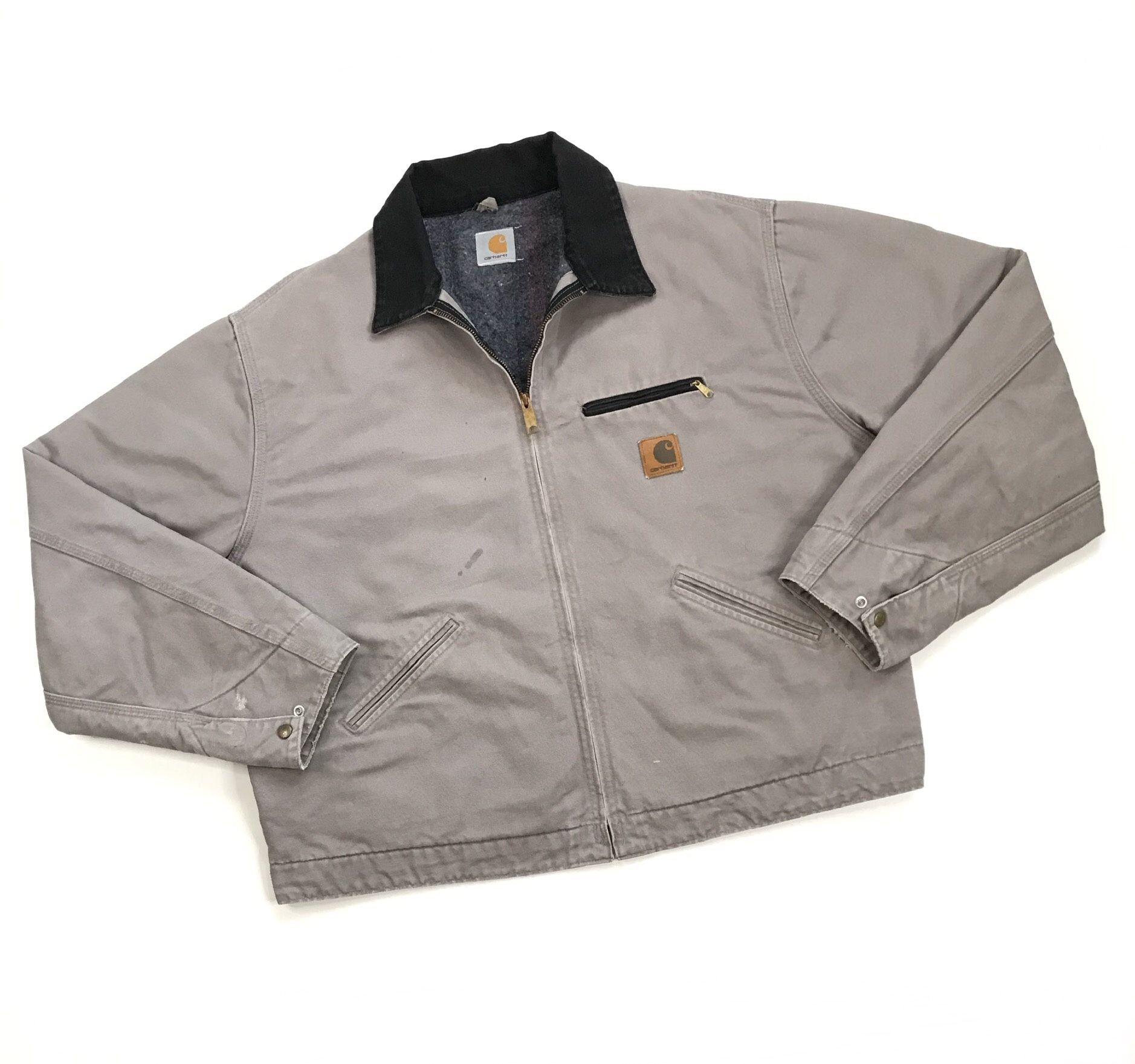 CARHARTT J001 BLANKET LINED JACKET XL MENS GRAY DETROIT DUCK CANVAS ZIP