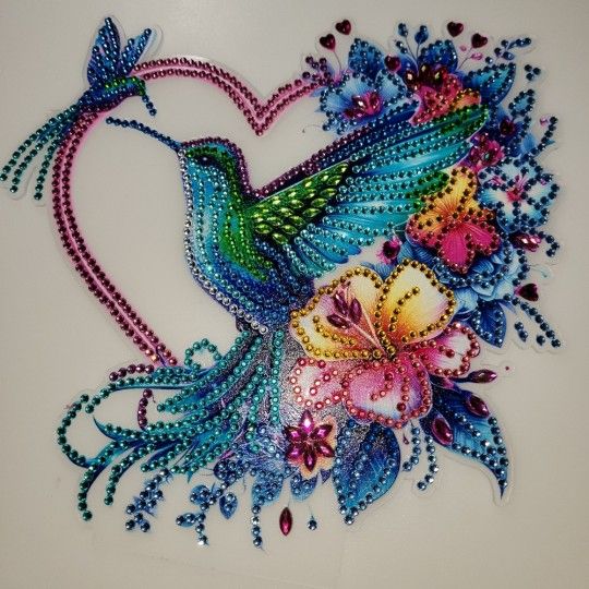 Colorful Hummingbird and Floral Wall Art