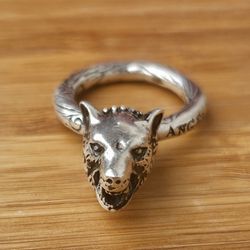 Gucci Anger Forest AG 925 Sterling Silver Wolf Ring