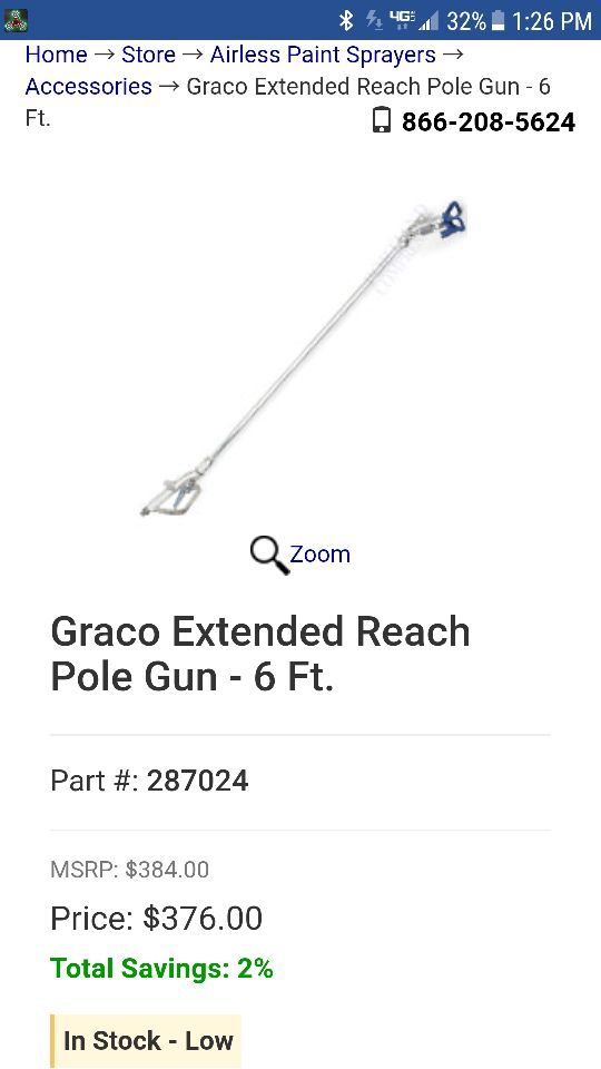 GRACO 6FT EXTENTION SPRAY GUN.