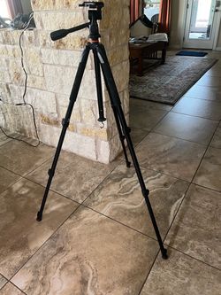 Black Camera Tripod with Pan Head