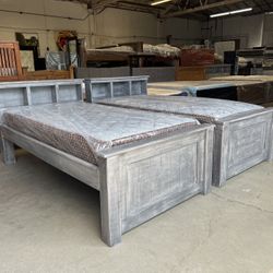 2 Gray Twin Bookcase And 2 Bamboo Mattresses 