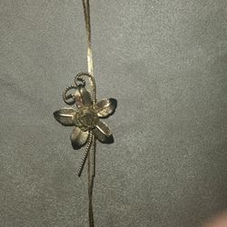 Vintage gold tone mesh rose and leaf lariat bolero slider long adjustable necklace