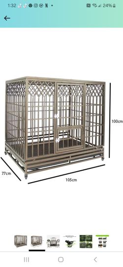 cage Golden Retriever Alaskan Samoyed Stainless Steel Galvanized Steel Pipe Indoor Foldable pet cage Door Dog Crate Dog Kennels and Crates (Size : S

