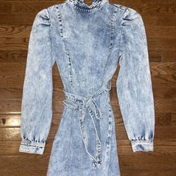 Nasty Gal stonewashed denim belted dress
